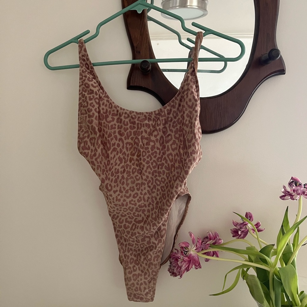 American apparel cheetah swim suit XS